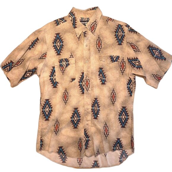 Wrangler Other - Vintage Wrangler Mens Shirt Western Aztec  16 X-Long Tails Sunburned Desert Tan